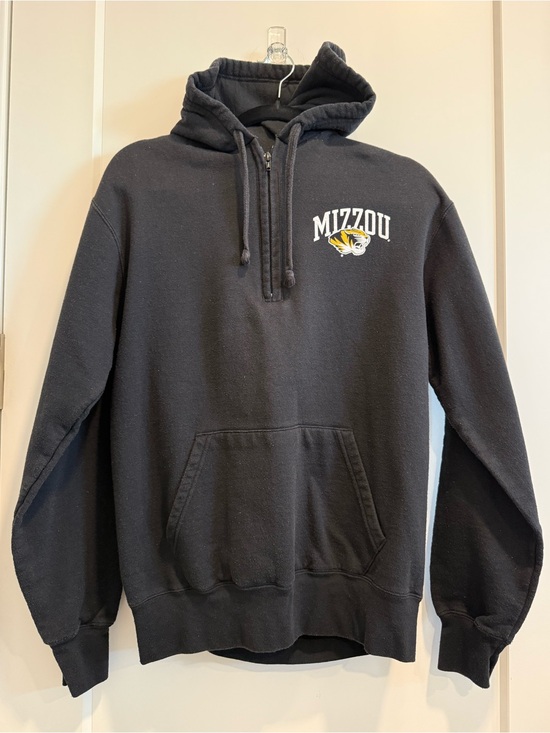 Champion Tops - Champion Black Mizzou Half-Zip Hoodie with Yellow Logo